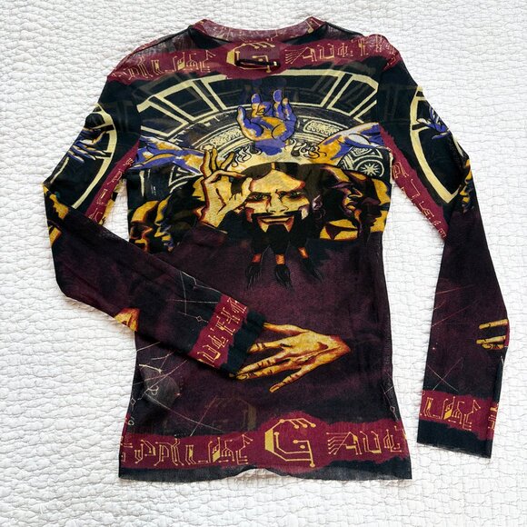 Iconic Jean Paul Gaultier Maille Sheer Mesh Long Sleeve Shirt, Size Medium - Picture 5 of 5